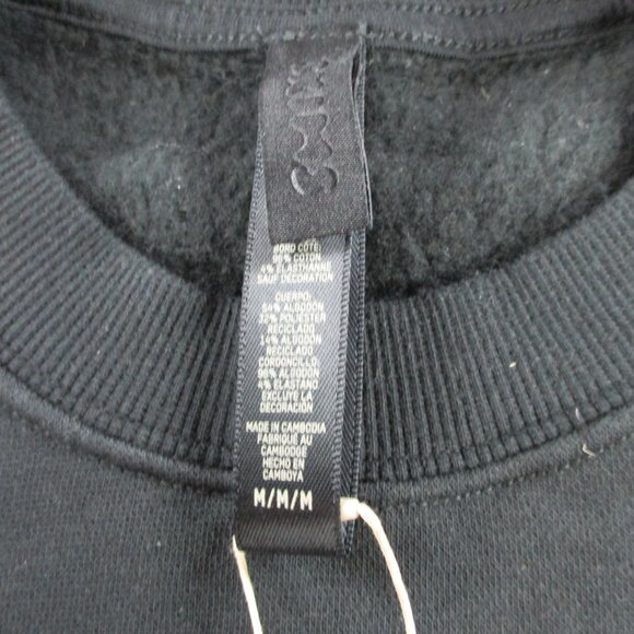 SKIMS Fleece Lounge Crewneck Sweatshirt Mens Medium Washed Onyx Black Pullover - Picture 5 of 10